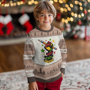 Teach Black History Education Pride Ugly Christmas Sweater Black History Month TS12 Mocha Mousse Print Your Wear