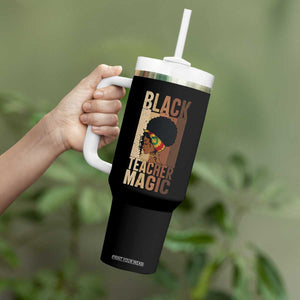 Black Teacher Magic Tumbler With Handle African American Pride Teacher Life TS12 Print Your Wear