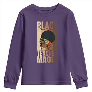 Black Teacher Magic Youth Sweatshirt African American Pride Teacher Life TS12 Purple Print Your Wear