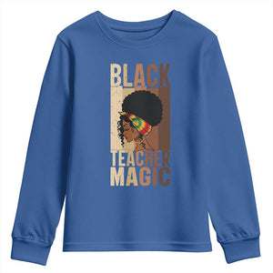 Black Teacher Magic Youth Sweatshirt African American Pride Teacher Life TS12 Royal Blue Print Your Wear