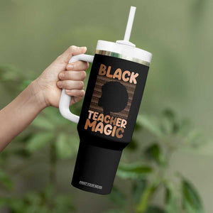 Black Teacher Magic Tumbler With Handle Empowering African American Pride Teacher Gift TS12 Print Your Wear