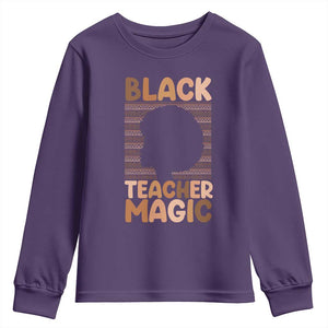 Black Teacher Magic Youth Sweatshirt Empowering African American Pride Teacher Gift TS12 Purple Print Your Wear