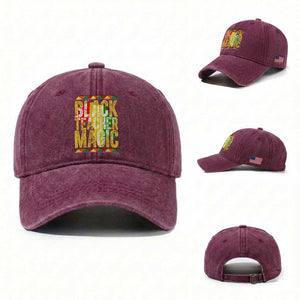 Black History Month Gift Washed Cotton Baseball Cap Black Teacher Magic TS12 Washed Cap Universal Fit Burgundy Print Your Wear