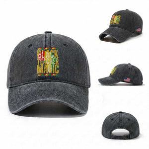Black History Month Gift Washed Cotton Baseball Cap Black Teacher Magic TS12 Washed Cap Universal Fit Dark Gray Print Your Wear
