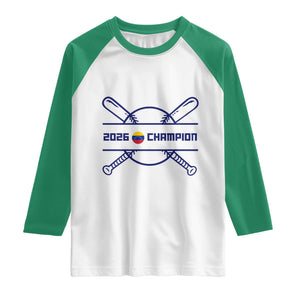 Venezuela Champions 2026 Raglan Shirt Baseball Pride Gift TS12 White Kelly Green Print Your Wear