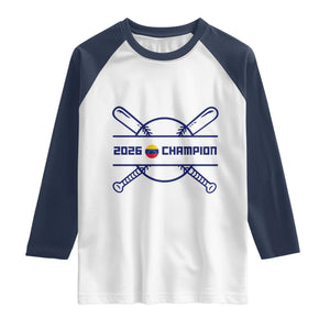 Venezuela Champions 2026 Raglan Shirt Baseball Pride Gift TS12 White Navy Print Your Wear