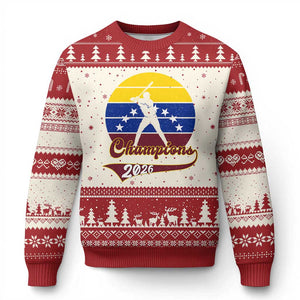 Vintage Venezuela 2026 Champions Ugly Christmas Sweater Patriotic Baseball Pride Gift TS12 Beige Red Print Your Wear