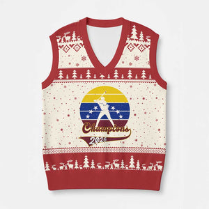 Vintage Venezuela 2026 Champions V-Neck Knit Sweater Vest Patriotic Baseball Pride Gift TS12 Beige Red Print Your Wear