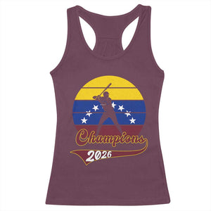 Vintage Venezuela 2026 Champions Racerback Tank Top Patriotic Baseball Pride Gift TS12 Maroon Print Your Wear