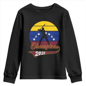 Vintage Venezuela 2026 Champions Youth Sweatshirt Patriotic Baseball Pride Gift TS12 Black Print Your Wear