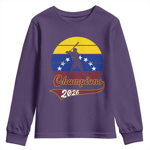 Vintage Venezuela 2026 Champions Youth Sweatshirt Patriotic Baseball Pride Gift TS12 Purple Print Your Wear