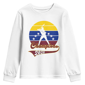 Vintage Venezuela 2026 Champions Youth Sweatshirt Patriotic Baseball Pride Gift TS12 White Print Your Wear