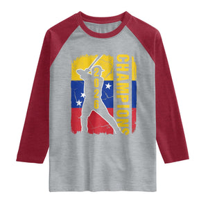 Venezuela 2026 Champions Raglan Shirt Baseball Vinotinto Pride Gift TS12 Heather Gray Heather Red Print Your Wear