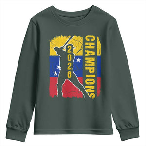 Venezuela 2026 Champions Youth Sweatshirt Baseball Vinotinto Pride Gift TS12 Dark Forest Green Print Your Wear