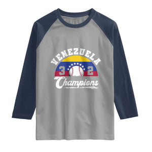 Venezuela 2026 Champions Raglan Shirt Baseball Patriotic Pride TS12 Sport Gray Navy Print Your Wear