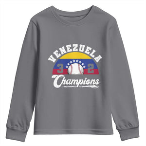 Venezuela 2026 Champions Youth Sweatshirt Baseball Patriotic Pride TS12 Charcoal Print Your Wear