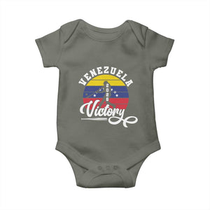 Venezuela 2026 Victory Baseball Baby Onesie Retro Softball Player Gift TS12 Military Green Print Your Wear
