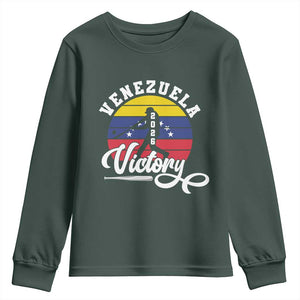 Venezuela 2026 Victory Baseball Youth Sweatshirt Retro Softball Player Gift TS12 Dark Forest Green Print Your Wear