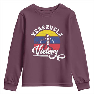 Venezuela 2026 Victory Baseball Youth Sweatshirt Retro Softball Player Gift TS12 Maroon Print Your Wear