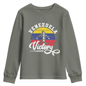 Venezuela 2026 Victory Baseball Youth Sweatshirt Retro Softball Player Gift TS12 Military Green Print Your Wear