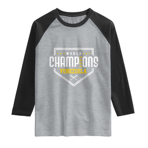 Venezuela 2026 Champions Raglan Shirt Baseball Venezuelan Pride TS12 Heather Gray Black Print Your Wear