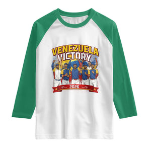 Venezuela Baseball Victory Raglan Shirt Venezuelan Pride Gift TS12 White Kelly Green Print Your Wear