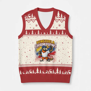 Venezuela Baseball Champions V-Neck Knit Sweater Vest Troupial Bird Patriotic Pride TS12 Beige Red Print Your Wear