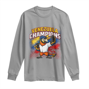Venezuela Baseball Champions Long Sleeve Shirt Troupial Bird Patriotic Pride TS12 Sport Gray Print Your Wear
