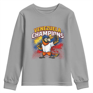 Venezuela Baseball Champions Youth Sweatshirt Troupial Bird Patriotic Pride TS12 Sport Gray Print Your Wear