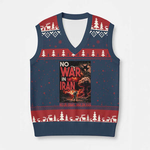 No US Israel War On Iran V-Neck Knit Sweater Vest Peace Not War TS12 Navy Red Print Your Wear