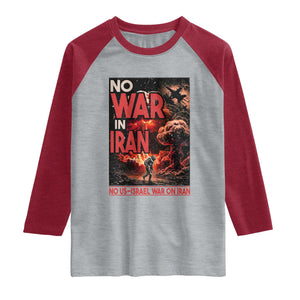No US Israel War On Iran Raglan Shirt Peace Not War TS12 Heather Gray Heather Red Print Your Wear