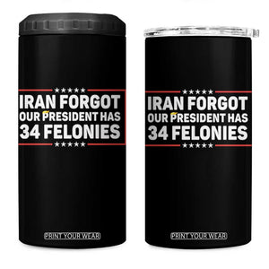 Iran Forgot Our President Has 34 Felonies 4 in 1 Can Cooler Tumbler Political Protest TS12 One Size: 16 oz Black Print Your Wear