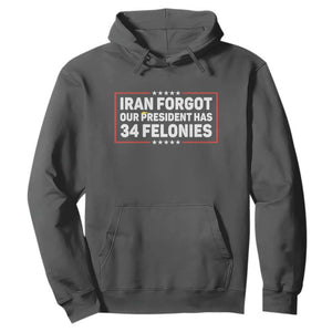Iran Forgot Our President Has 34 Felonies Hoodie Political Protest TS12 Dark Heather Print Your Wear
