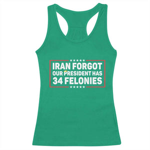 Iran Forgot Our President Has 34 Felonies Racerback Tank Top Political Protest TS12 Irish Green Print Your Wear