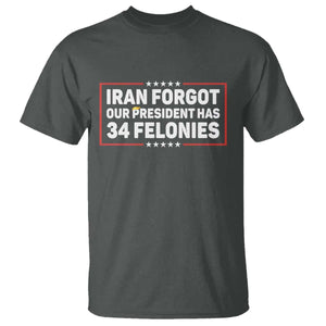 Iran Forgot Our President Has 34 Felonies T Shirt - Political Protest TS12 Dark Heather Print Your Wear