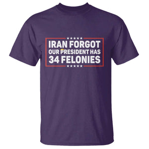 Iran Forgot Our President Has 34 Felonies T Shirt - Political Protest TS12 Purple Print Your Wear