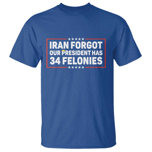 Iran Forgot Our President Has 34 Felonies T Shirt - Political Protest TS12 Royal Blue Print Your Wear