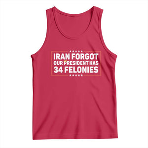 Iran Forgot Our President Has 34 Felonies Tank Top Political Protest TS12 Red Print Your Wear