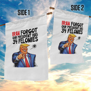 Iran Forgot Our President Has 34 Felonies Garden Flag Funny Political Satire TS12 Print Your Wear