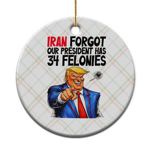 Iran Forgot Our President Has 34 Felonies Ceramic Ornament Funny Political Satire TS12 1pc Christmas Plaid Print Your Wear