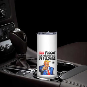 Iran Forgot Our President Has 34 Felonies Skinny Tumbler Funny Political Satire TS12 Print Your Wear