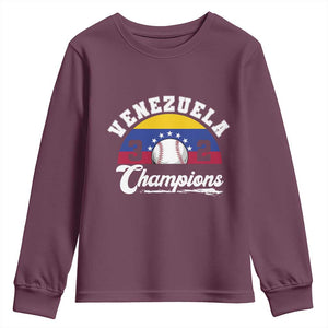 Venezuela 2026 Champions Youth Sweatshirt Vintage 7 Stars Flag Baseball Pride