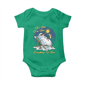 Melting Snowman Christmas In July Baby Onesie It Is Fine Everything Is Fine TS12 Irish Green Print Your Wear