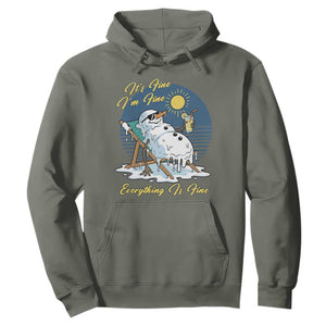 Melting Snowman Christmas In July Hoodie It Is Fine Everything Is Fine
