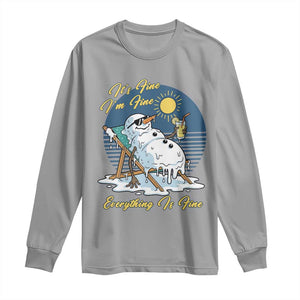 Melting Snowman Christmas In July Long Sleeve Shirt It Is Fine Everything Is Fine TS12 Sport Gray Print Your Wear