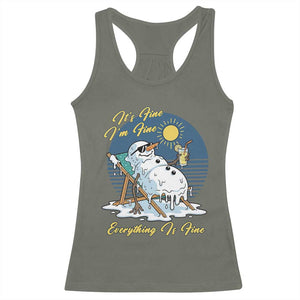 Melting Snowman Christmas In July Racerback Tank Top It Is Fine Everything Is Fine
