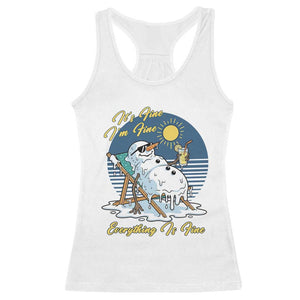 Melting Snowman Christmas In July Racerback Tank Top It Is Fine Everything Is Fine