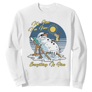 Melting Snowman Christmas In July Sweatshirt It Is Fine Everything Is Fine TS12 White Print Your Wear