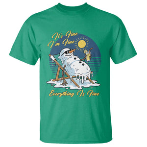 Melting Snowman Christmas In July T Shirt It Is Fine Everything Is Fine TS12 Irish Green Print Your Wear