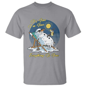 Melting Snowman Christmas In July T Shirt It Is Fine Everything Is Fine TS12 Sport Gray Print Your Wear
